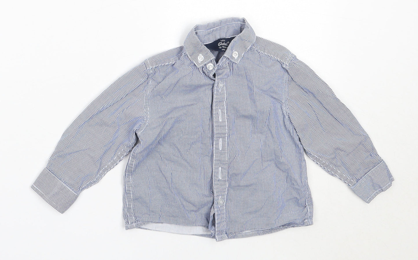 Mini Rebel Boys Blue  Cotton Basic Button-Up Size 12-18 Months Collared