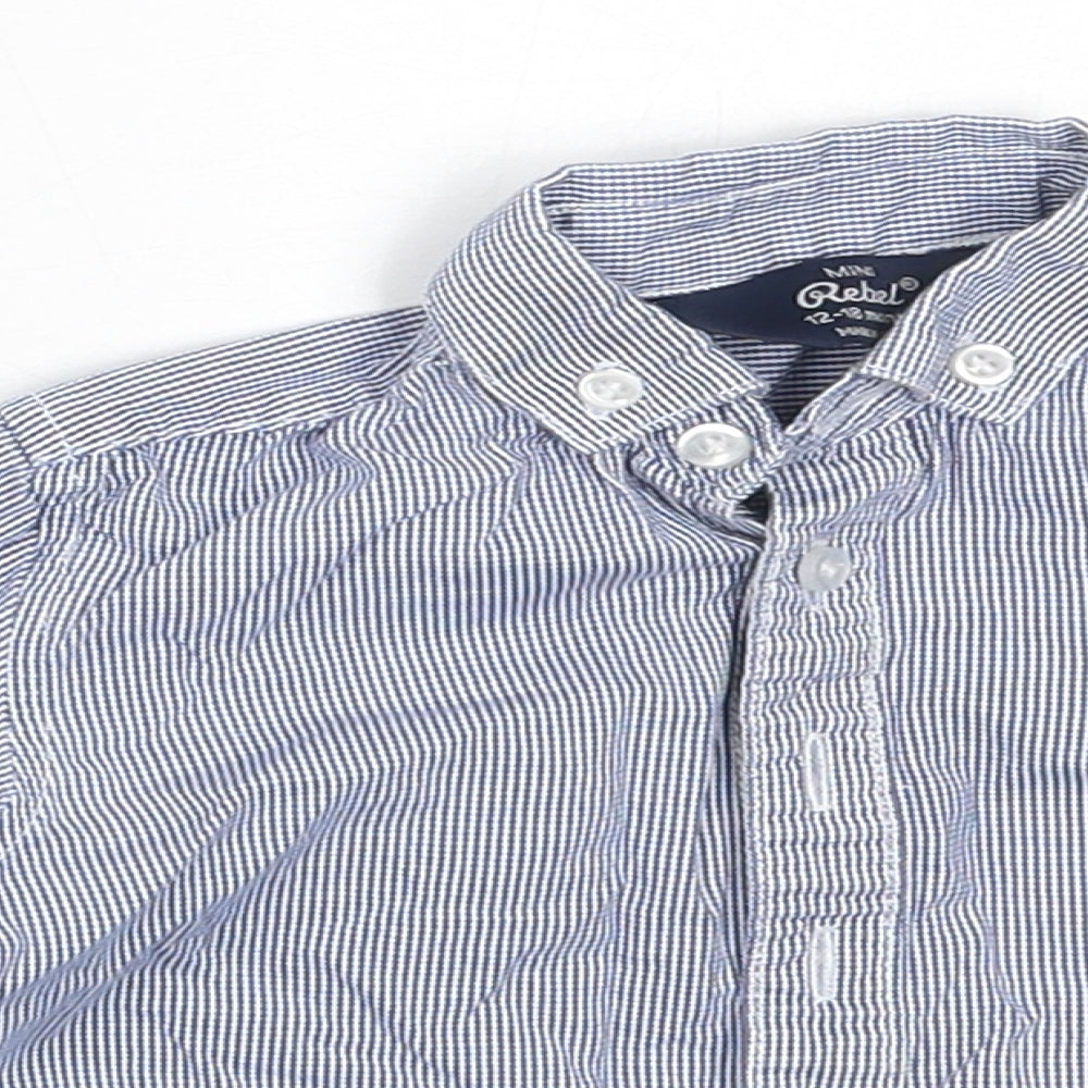Mini Rebel Boys Blue  Cotton Basic Button-Up Size 12-18 Months Collared