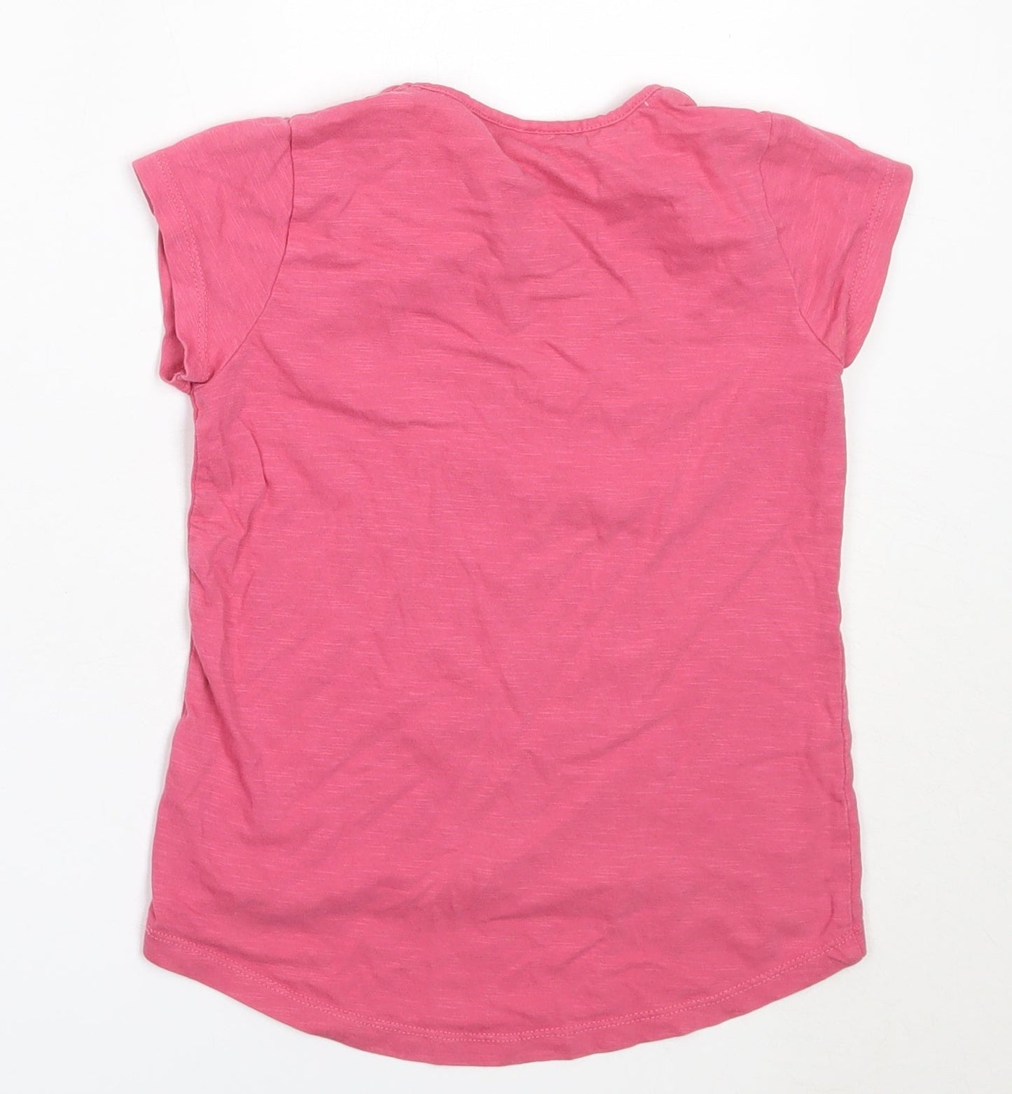 Matalan Girls Pink  Cotton Basic T-Shirt Size 7 Years Round Neck