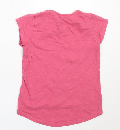 Matalan Girls Pink  Cotton Basic T-Shirt Size 7 Years Round Neck