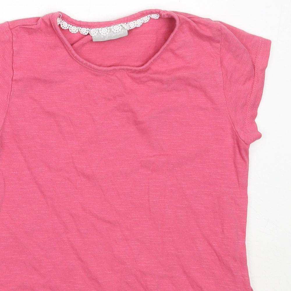 Matalan Girls Pink  Cotton Basic T-Shirt Size 7 Years Round Neck