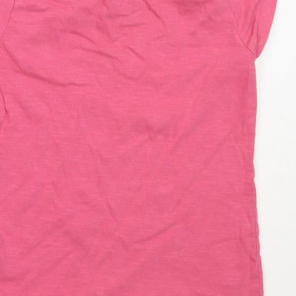 Matalan Girls Pink  Cotton Basic T-Shirt Size 7 Years Round Neck