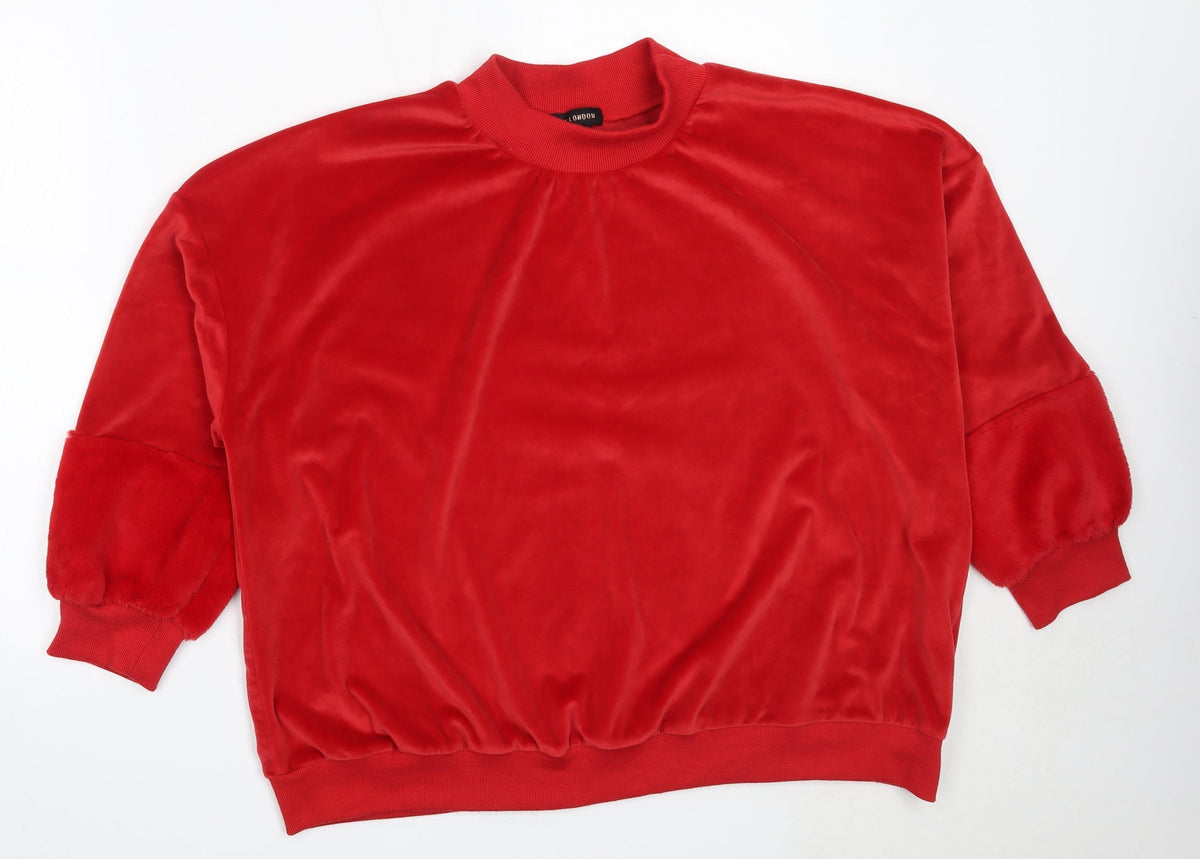 Additional front view of QED London women’s red polyester pullover sweatshirt, size L