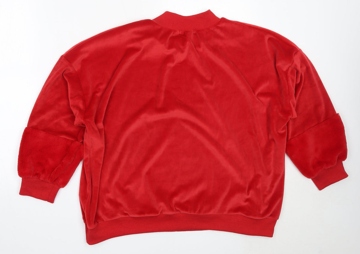 Back view of QED London women’s red polyester pullover sweatshirt, size L