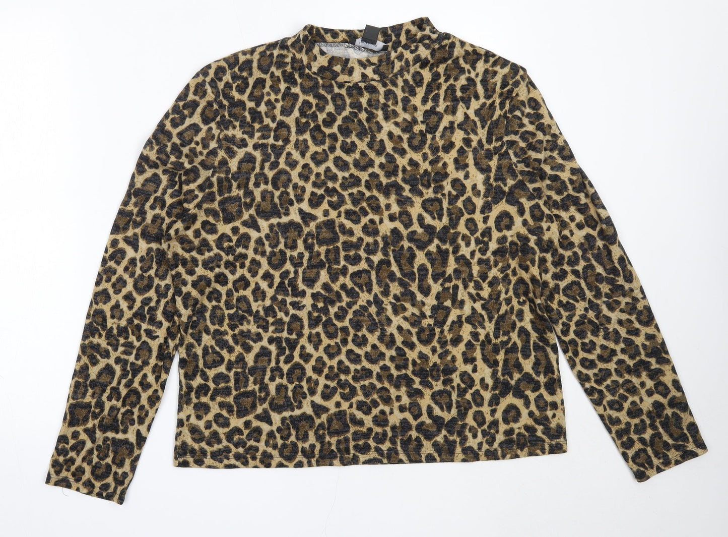 Primark Womens Beige High Neck Animal Print Polyester Pullover Jumper Size XL
