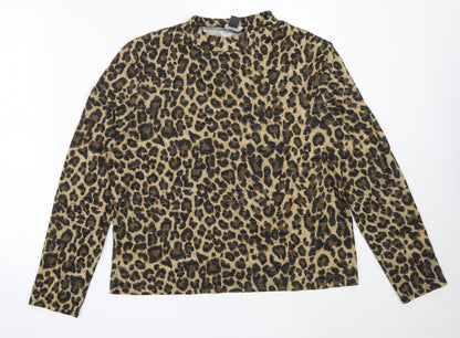 Primark Womens Beige High Neck Animal Print Polyester Pullover Jumper Size XL
