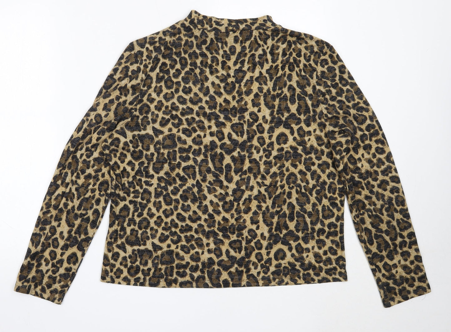 Primark Womens Beige High Neck Animal Print Polyester Pullover Jumper Size XL