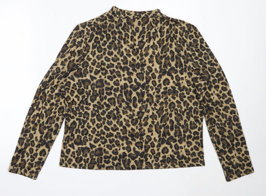 Primark Womens Beige High Neck Animal Print Polyester Pullover Jumper Size XL