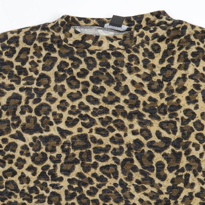 Primark Womens Beige High Neck Animal Print Polyester Pullover Jumper Size XL