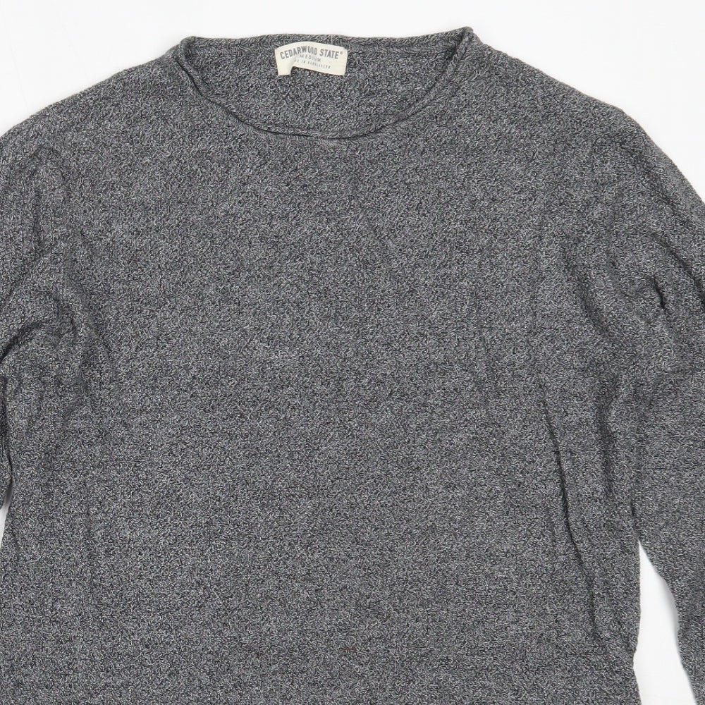 Cedar Wood State Mens Grey Round Neck  Cotton Pullover Jumper Size M