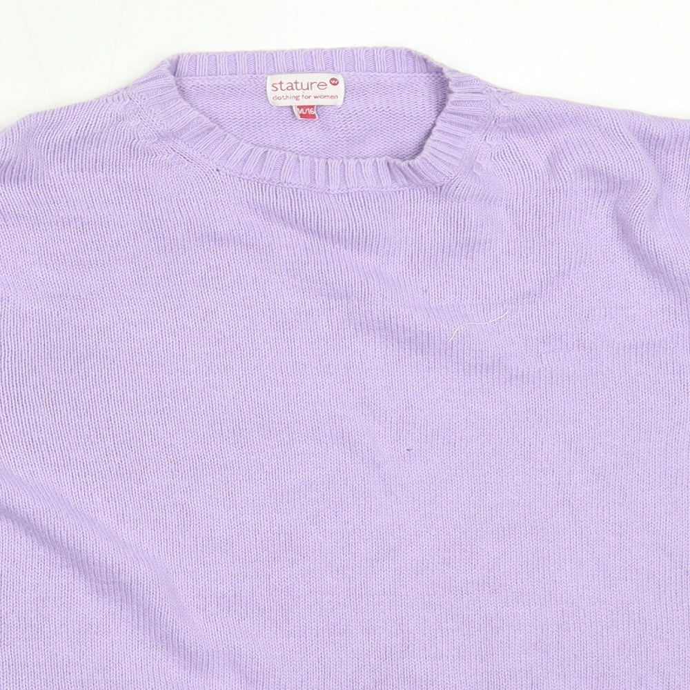 Stature Womens Purple Round Neck  Cotton Pullover Jumper Size 14