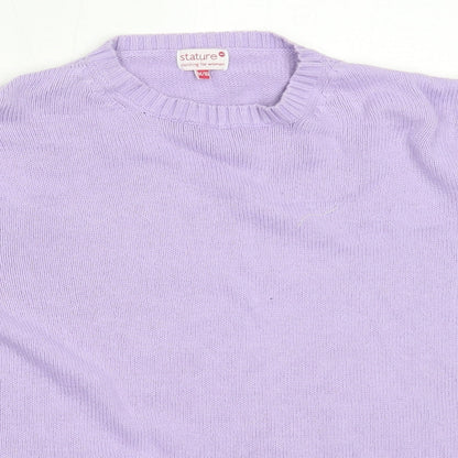 Stature Womens Purple Round Neck  Cotton Pullover Jumper Size 14