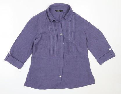 Womens UK Size 12 BM Purple Basic Button-Up
