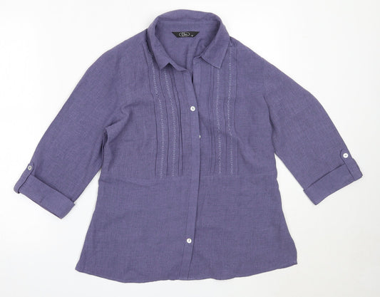 Womens UK Size 12 BM Purple Basic Button-Up