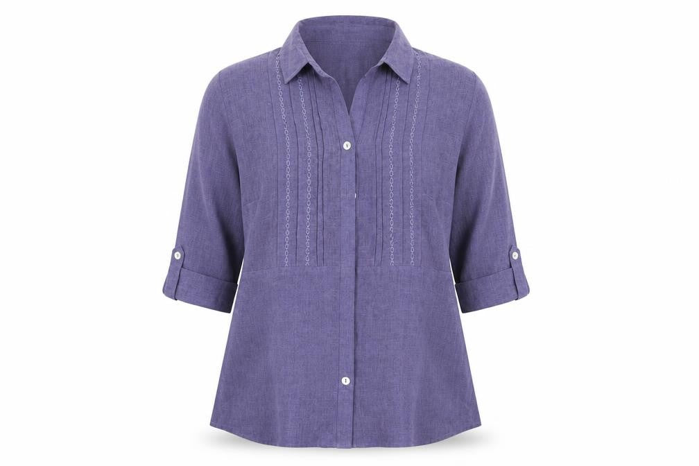 Bonmarché Womens Purple  Polyester Basic Button-Up Size 12 Collared