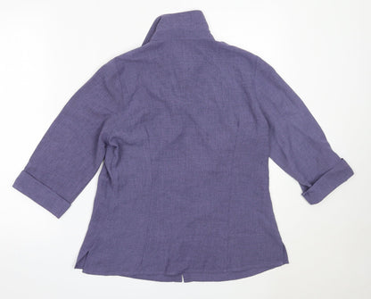 Womens UK Size 12 BM Purple Basic Button-Up