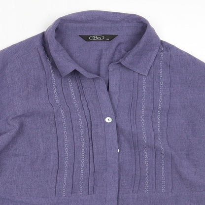 Womens UK Size 12 BM Purple Basic Button-Up
