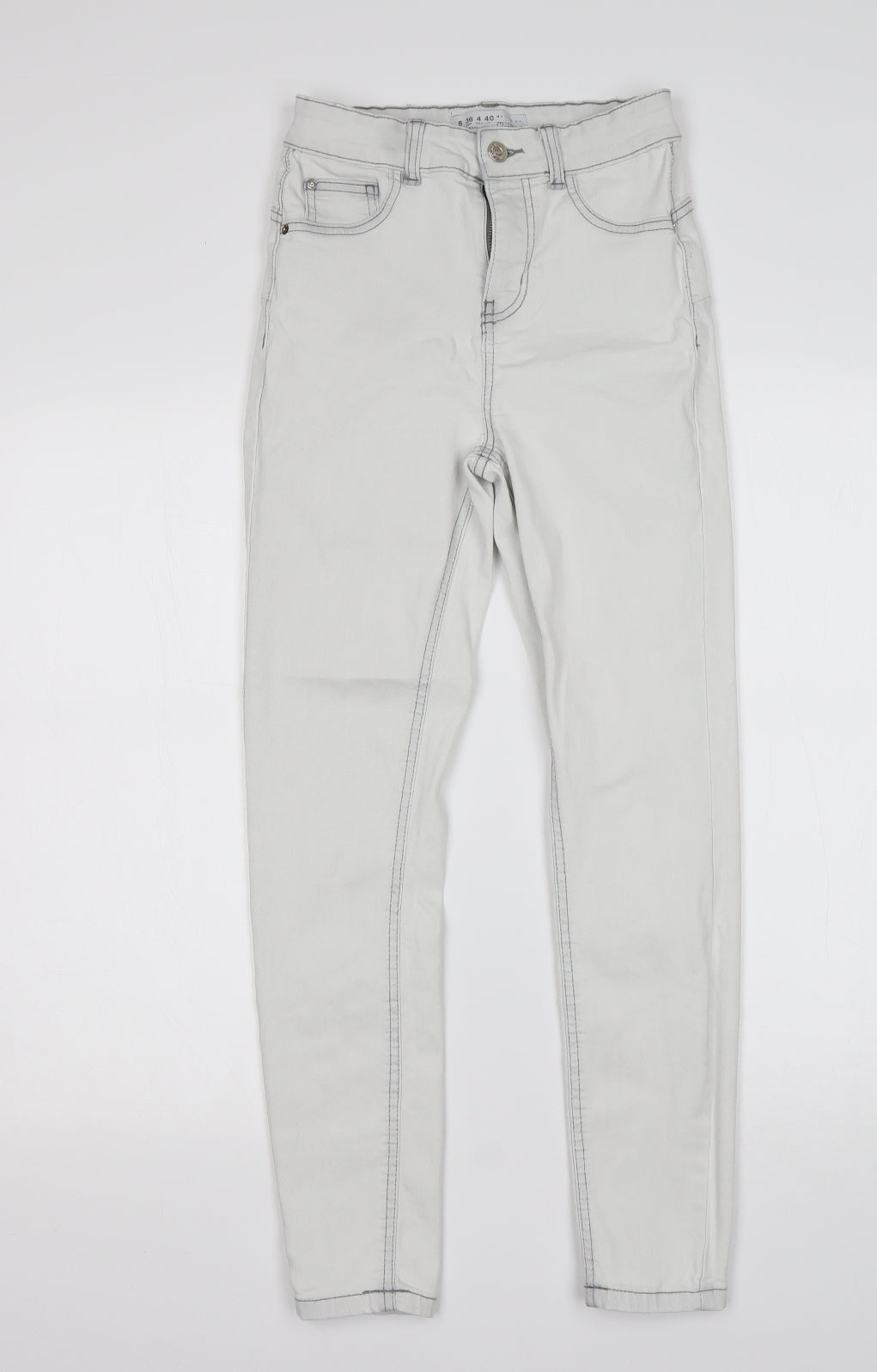 Primark Womens White  Cotton Skinny Jeans Size 8 L26 in Regular