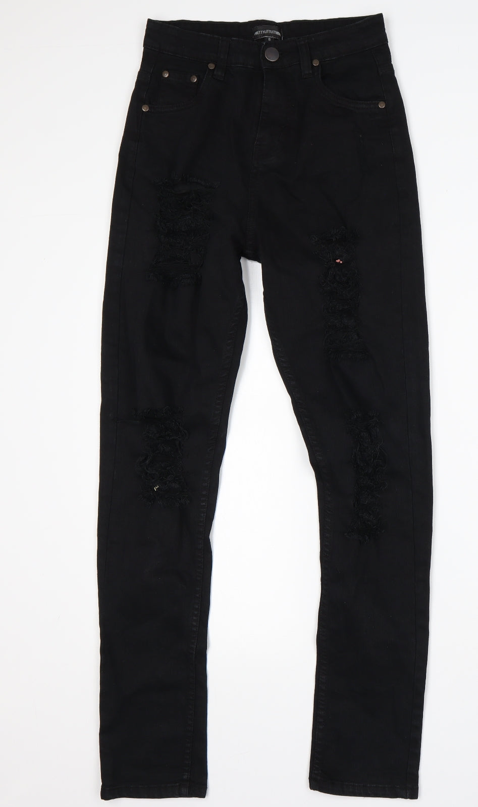 PRETTYLITTLETHING Womens Black  Cotton Skinny Jeans Size 8 L29 in Regular