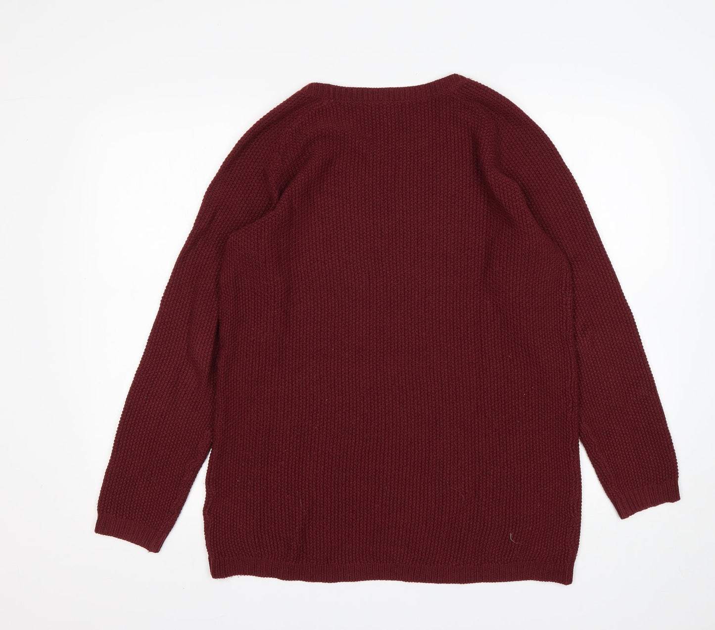 H&M Mens Red Round Neck  Acrylic Pullover Jumper Size S