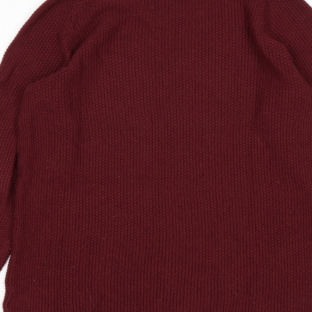H&M Mens Red Round Neck  Acrylic Pullover Jumper Size S