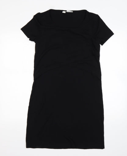 Mamalicious Womens Black  Viscose Pencil Dress  Size M  Round Neck
