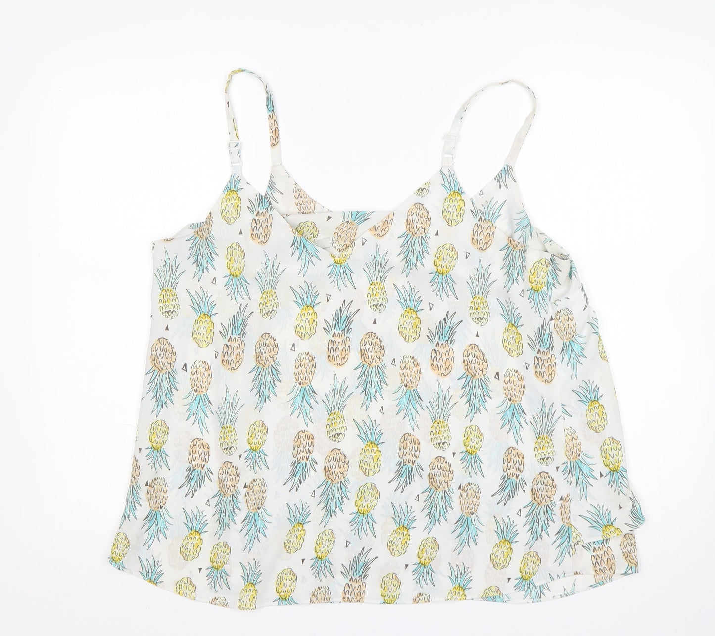 George Womens Multicoloured Floral Polyester Basic Tank Size 14 V-Neck