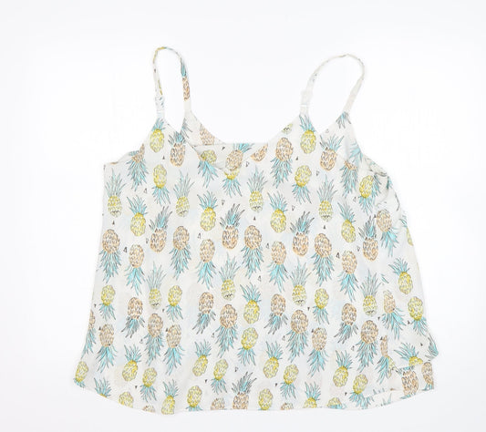 George Womens Multicoloured Floral Polyester Basic Tank Size 14 V-Neck
