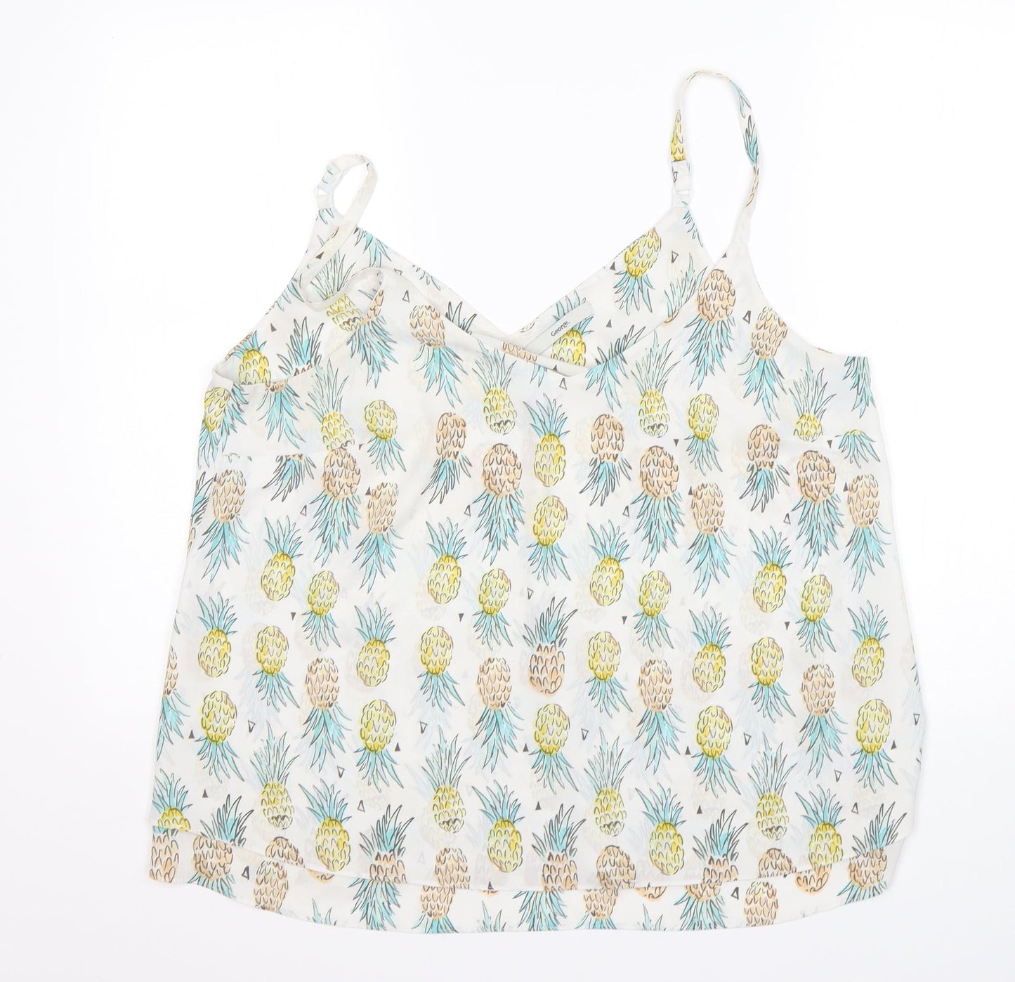 George Womens Multicoloured Floral Polyester Basic Tank Size 14 V-Neck