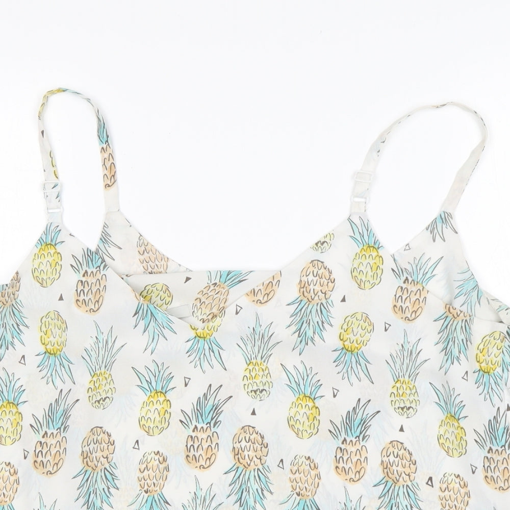 George Womens Multicoloured Floral Polyester Basic Tank Size 14 V-Neck