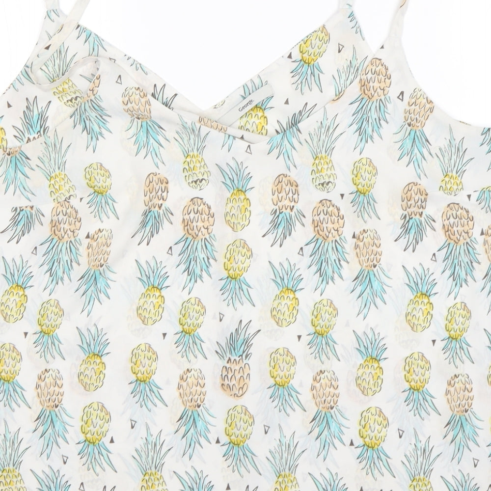 George Womens Multicoloured Floral Polyester Basic Tank Size 14 V-Neck