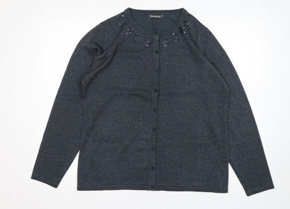 Womens UK Size M Bonmarché Grey Cardigan Jumper