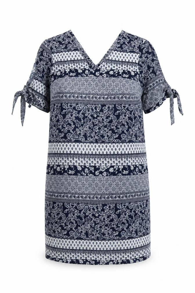 Peacocks Womens Blue Floral Polyester Shift  Size 12  V-Neck