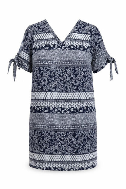 Peacocks Womens Blue Floral Polyester Shift  Size 12  V-Neck