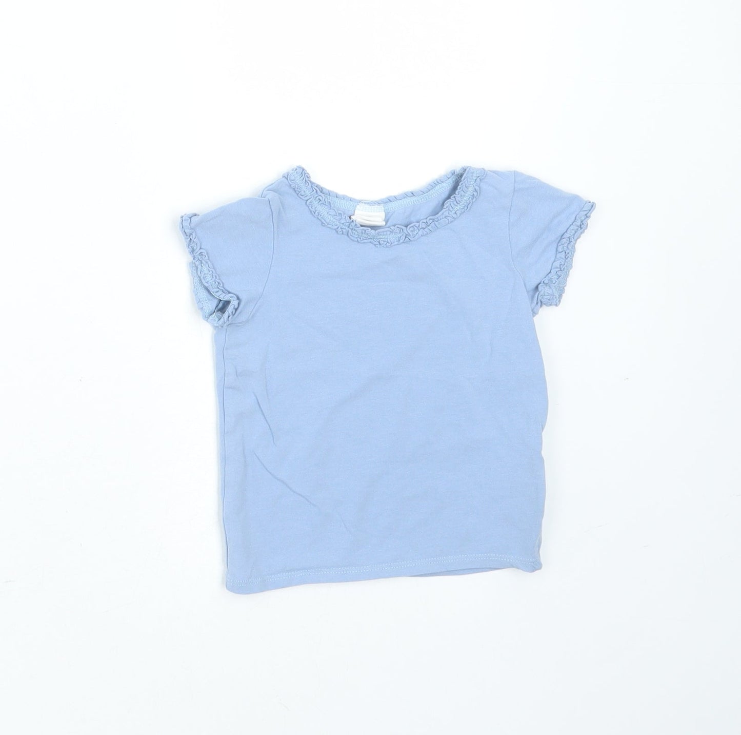H&M Girls Blue  Cotton Basic T-Shirt Size 6-9 Months Round Neck