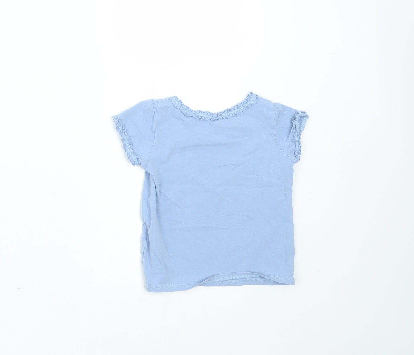 H&M Girls Blue  Cotton Basic T-Shirt Size 6-9 Months Round Neck