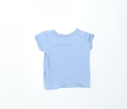 H&M Girls Blue  Cotton Basic T-Shirt Size 6-9 Months Round Neck