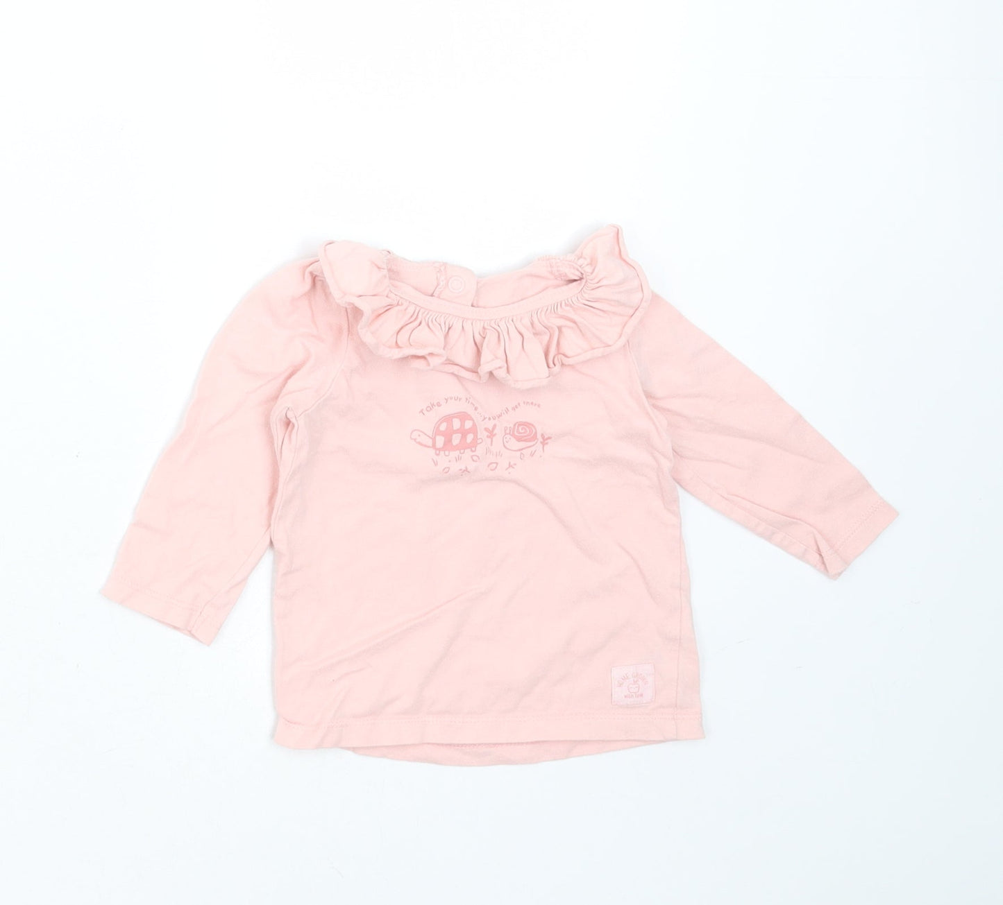 George Girls Pink  Cotton Basic T-Shirt Size 6-9 Months Round Neck  - take your time