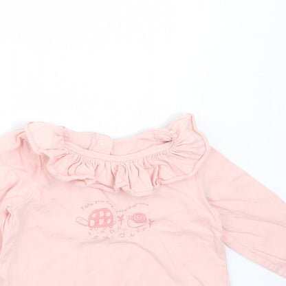 George Girls Pink  Cotton Basic T-Shirt Size 6-9 Months Round Neck  - take your time