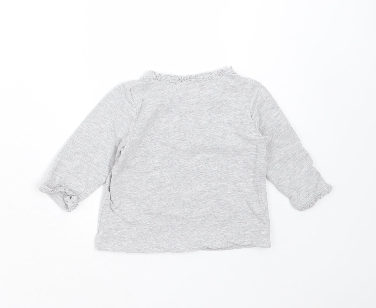 H&M Girls Grey  Cotton Basic T-Shirt Size 3-6 Months Round Neck