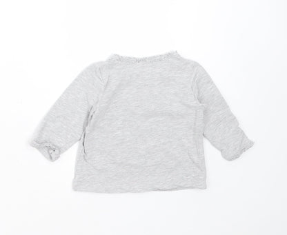 H&M Girls Grey  Cotton Basic T-Shirt Size 3-6 Months Round Neck