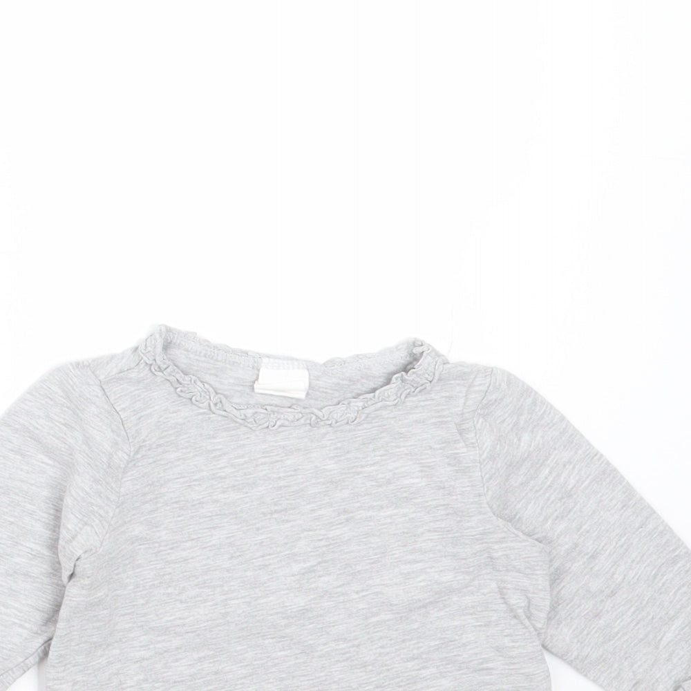 H&M Girls Grey  Cotton Basic T-Shirt Size 3-6 Months Round Neck