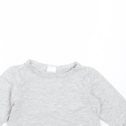 H&M Girls Grey  Cotton Basic T-Shirt Size 3-6 Months Round Neck
