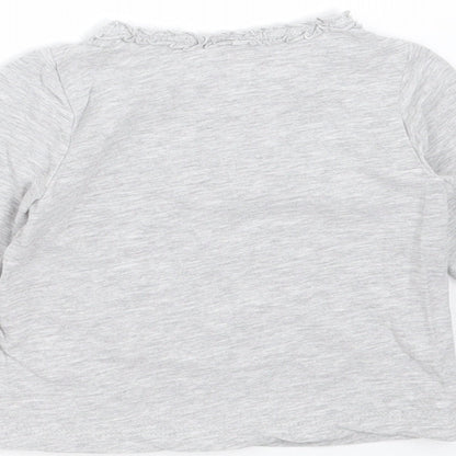 H&M Girls Grey  Cotton Basic T-Shirt Size 3-6 Months Round Neck