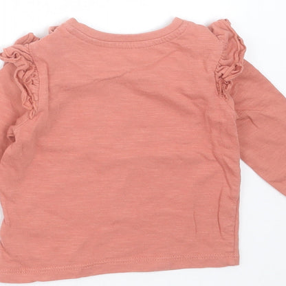 Primark Girls Pink  Cotton Basic T-Shirt Size 6-9 Months Round Neck