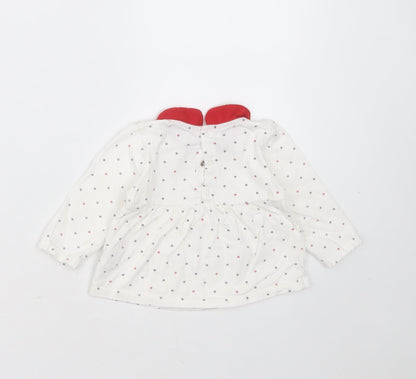 OBAIBI Girls White Geometric Cotton Basic T-Shirt Size 12 Months Collared  - snowflakes