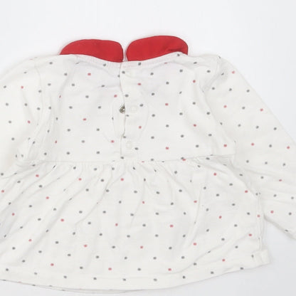 OBAIBI Girls White Geometric Cotton Basic T-Shirt Size 12 Months Collared  - snowflakes