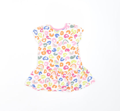 Mini Club Girls Multicoloured Geometric Cotton T-Shirt Dress  Size 9-12 Months  Round Neck