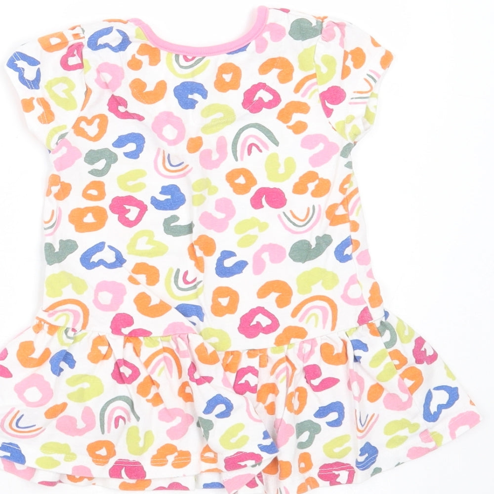 Mini Club Girls Multicoloured Geometric Cotton T-Shirt Dress  Size 9-12 Months  Round Neck