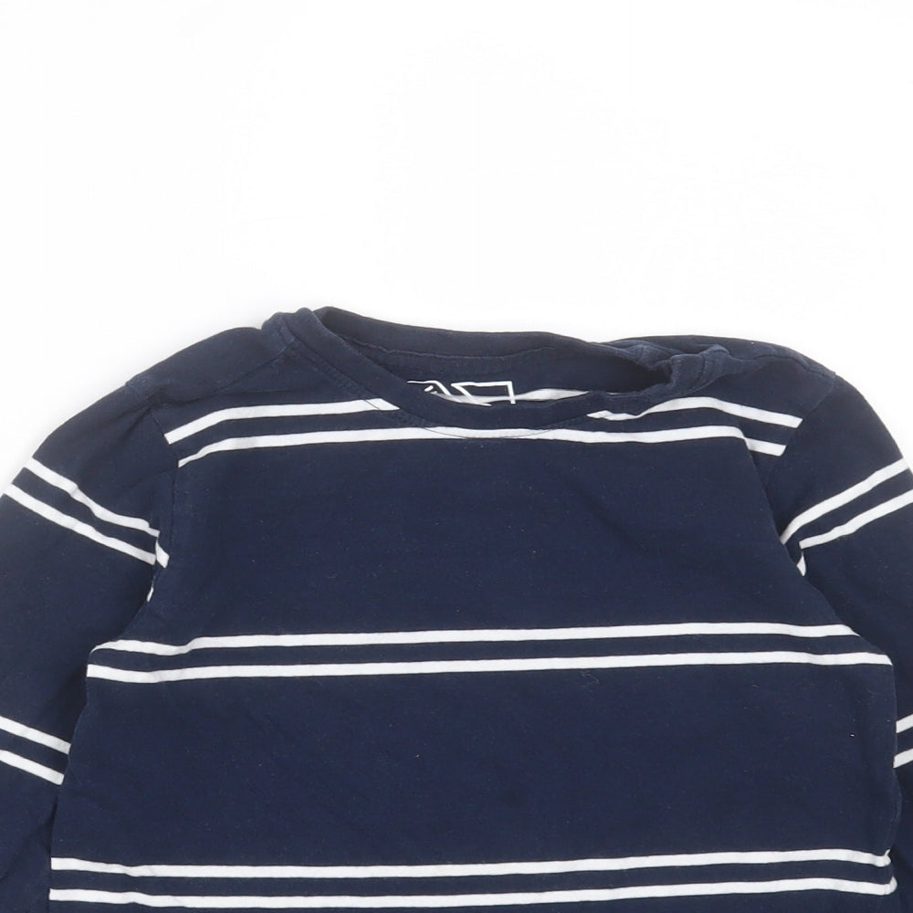 Matalan Boys Blue Striped Cotton Basic T-Shirt Size 6 Years Round Neck